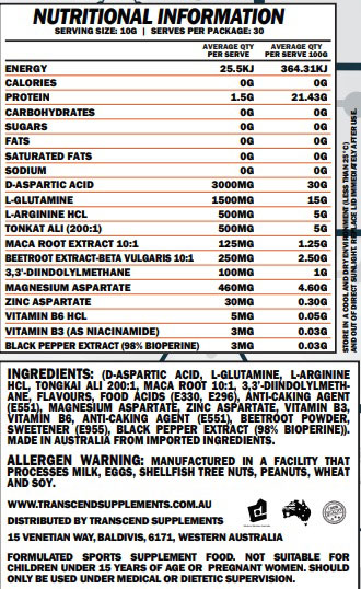Transcend Supplements Build + 300g 30 Serve
